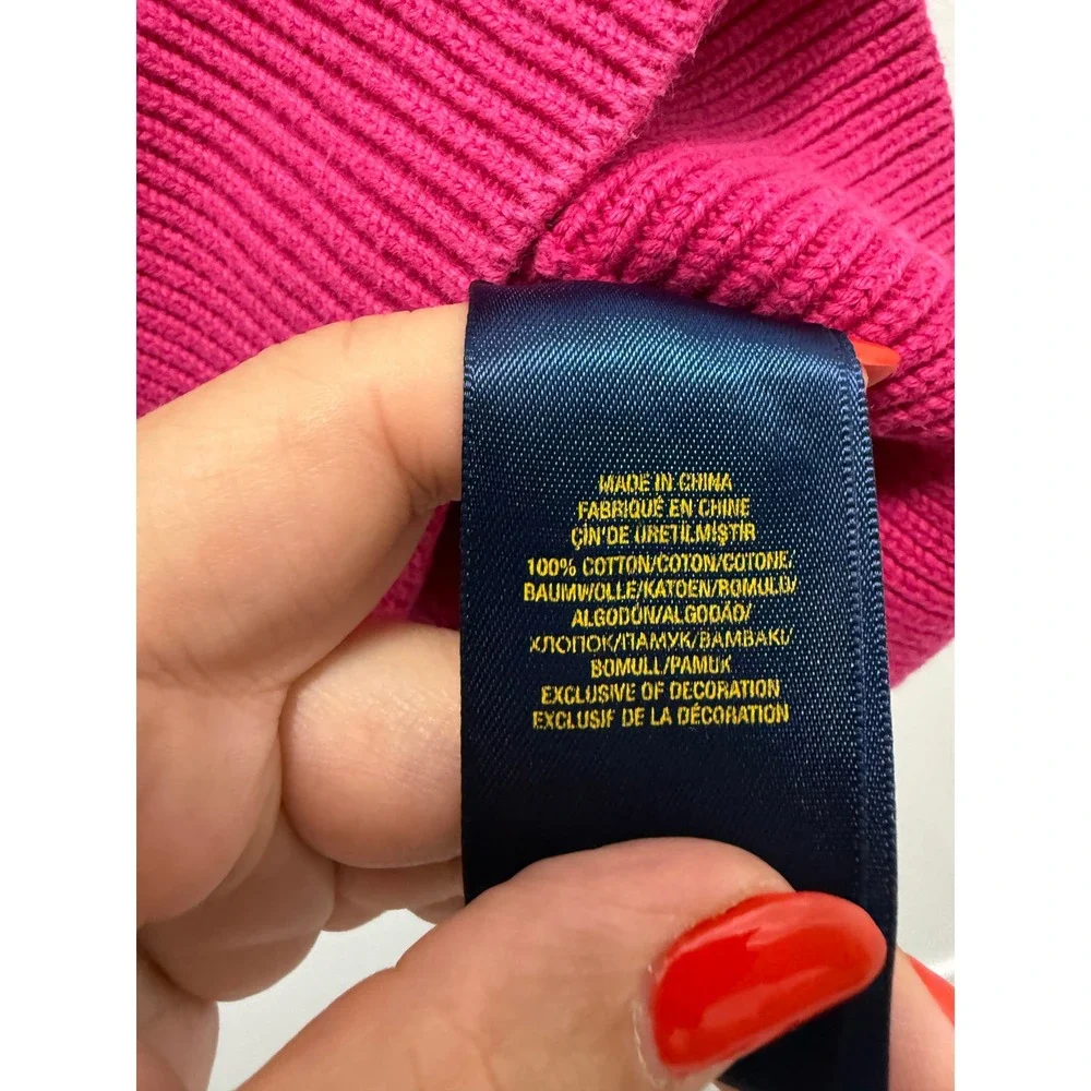 Polo Ralph Lauren Kids Pink Cable Knit Cotton Sweater Elbow Patches 6X
